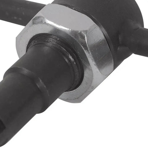 Close-up of heavy duty motorcycle crankshaft alignment tool engine turning bar with solid knurled grip and metal shaft.