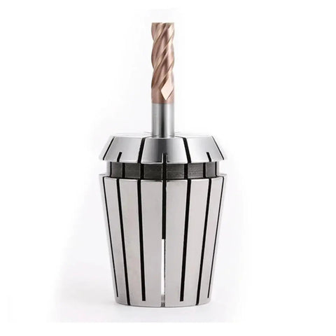 High Precision ER Collet Chuck For CNC Engraving Spindle With 0.005mm Accuracy and Slip-Resistant Clamp, featuring a drill bit.