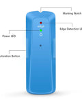 Culnflun Stud Detector Wall Stud Finder showing features like activation button, power LED, and marking notch in blue.