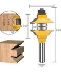 Three Piece 1/2 Inch Shank Router Bit Set For Classical Extended Tenon And Pro-Grade Heavy Duty Door Rail Stile Milling Kit For Doors