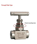 Needle valve, stainless steel 316L, G1/4, through-plate type, panel-mount, 6000 psi