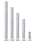 Dumbbell To Barbell Connector Rod, Silver Steel Tube With Ultra Precision Thread Design in five sizes, 60cm to 9cm, for home gym.