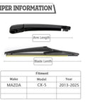 Rear Wiper Arm Kit With Blade Cap Nut And Wrench For Mazda CX5 2013 Through 2025 Easy Install Replacement Includes Tools Specs