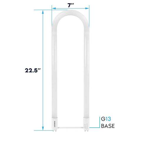 U Bend LED Tube Light For Fluorescent Replacement, 3 Color Temps 3500K 4000K 5000K, G13 Base, 22.5x7 inches size