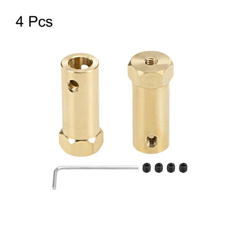 4 pcs 7mm Hex Brass Shaft Coupling For RC Cars And Motors Flexible Hex Coupler Connector with 7mm Bore, 12mm Opposite End, 24mm Cylinder