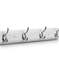 White Wall Mounted Coat Rack With Four Heavy Duty Hooks 17 Inch Wooden Modern Hanger For Coats Keys Bags And More Zinc Alloy Construction