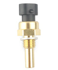 Coolant temperature sensor with brass threaded body and black plastic electrical connector