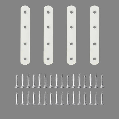 Heavy Duty 5 Inch Stainless Steel Mending Plate Flat Brace For Wood And Furniture Repair White Finish Durable Corner Connector Brackets For Bed Frames Shelves And Joints with screws