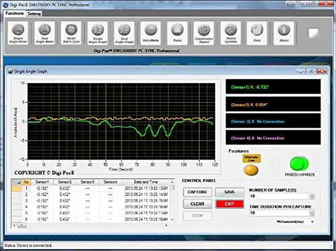 Digital display of Dead Accurate Two Axis Digital Tilt Sensor Wireless Inclination Monitor tracking angle data on rugged interface.