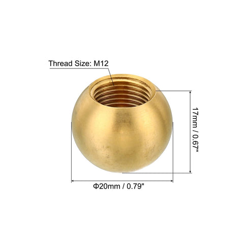 Brass Lamp Finial Cap Knob M12x1 Thread, 3 Pack No Tool Needed Screw Caps For Lighting And Furniture Decor, Ball Style Decorative Cap