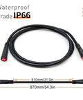 Ebike Extension Cable 2Pin 3Pin 4Pin 5Pin 6Pin Waterproof Male To Female Connector Set length shown with red connectors.