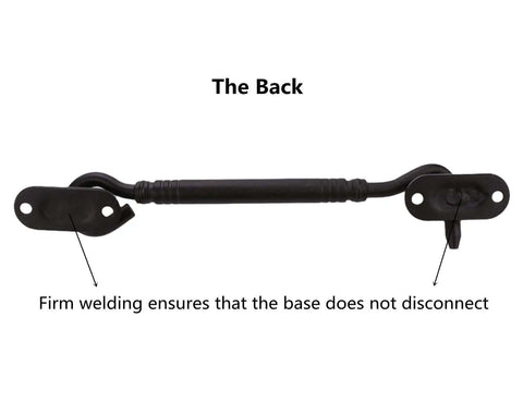 6 Inch Barn Door Lock And Sliding Gate Latch Set in stainless steel, showing back view with black rust-resistant finish.