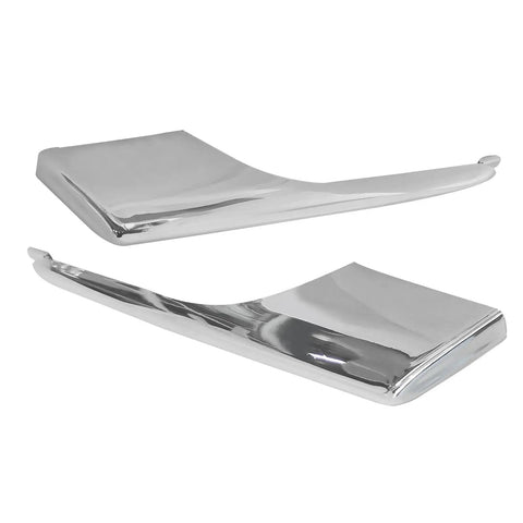 Premium One Pair Front Bumper Lower Fog Light Chrome Trim Strips For Tesla Model X 2016 To 2021 shiny chrome trims viewed from the side angle.