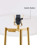 Close-up of switch button on Dope Modern Floor Lamp With Faux Marble Shelves And Fabric Shade