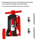 Hydraulic Disc Brake Hose Cutter And Needle Barb Driver Tool For Bikes with two spare blades and pushing needles.