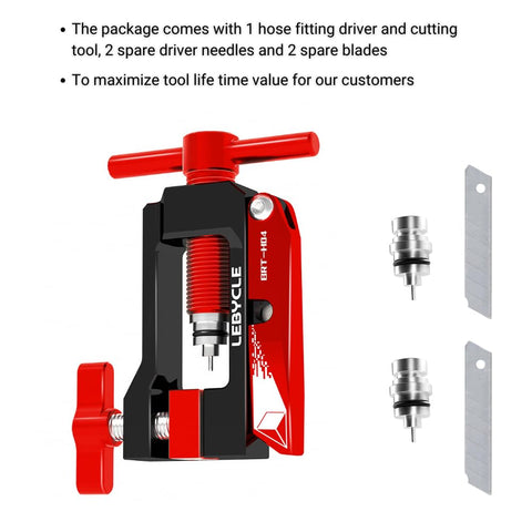 Hydraulic Disc Brake Hose Cutter And Needle Barb Driver Tool For Bikes with two spare blades and pushing needles.