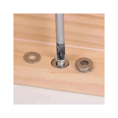 All In One Stainless Steel Washer And Fastener Assortment Kit M2 to M12 bolt and washer in wooden surface