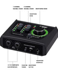 2 Channel USB Audio Interface for Recording Streaming and Podcasting with XLR Mic Preamps and 48V Phantom Power, top view