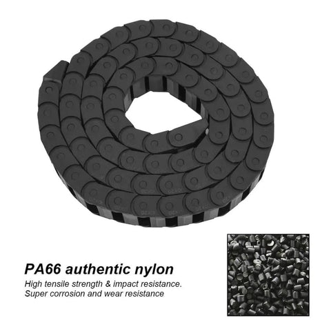 Rugged Nylon Cable Carrier 1 Meter Drag Chain For CNC Machines With End Connector, PA66 nylon material and coiled design