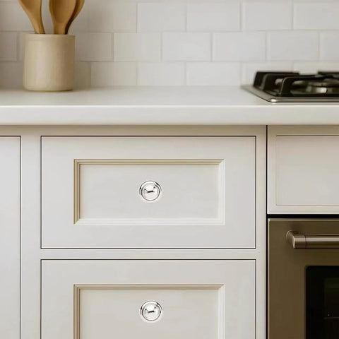 Drawer with 10 Pack Polished Nickel Cabinet Knobs Set For Cabinets, Drawers, And Doors Sleek Solid Heavy Duty Bifold Closet Hardware