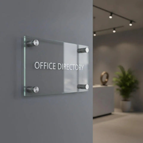 Stainless Steel Sign Mount Kit With 12mm Standoffs For Glass And Acrylic Panels, polished silver hardware for office directory sign
