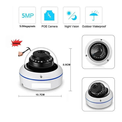 Heavy Duty POE IP Camera With Kickass 8MP 4K Ultra HD Resolution And Built In Audio For Smooth Indoor Outdoor Surveillance visible from top and side