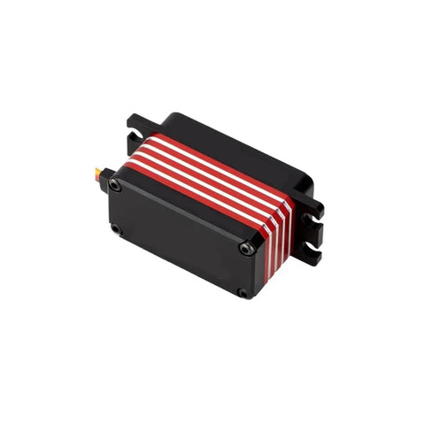 High Octane Low Profile Coreless Motor Servo Running 8 4 Volts Dishes Out 35kgcm Of Boss Tier Torque In A Dead Second With Tough As Nails Steel Gears For Hobbyists And Pro Robotics Crews, low profile design, red and black casing.