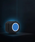Top Shelf Acoustic Foam Microphone Windscreen And Pop Filter For Podcasting Creators And Live Streamers Chasing Crystal Clear Vocals With Tight Plosive Shielding In Sleek Black, featuring blue accents, on a dark background.