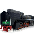 Vintage HO Scale Steam Locomotive Model Train With Black Body And Red Wheels Green Accents 13 Inch Long Realistic Detail