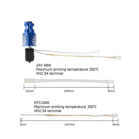 Top Tier V6 Hotend Kit For Creality Ender 3 And Cr10 Plus Fast Thermal Conductivity Ntc100k Thermistor 24 Volt 48 Watt High Flow Extruder Upgrade Hella Smooth Printing At Three Hundred Degrees Celsius
