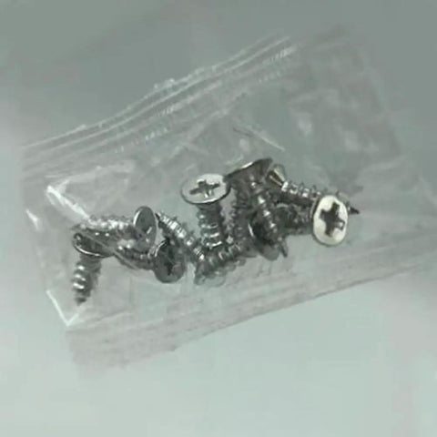 Pack of silver screws in a clear bag, suitable for various furniture assembly and repairs.