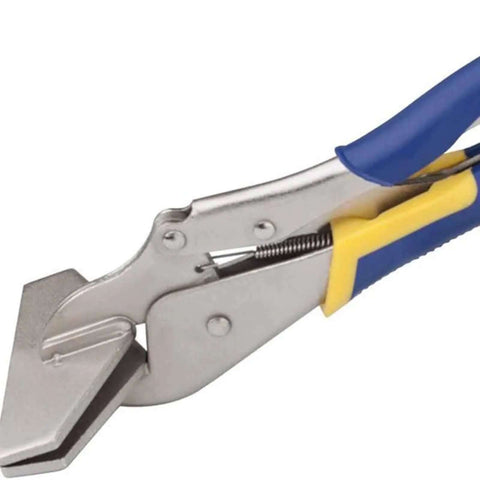 Heavy Duty Sheet Metal Hand Seamer And Locking Pliers Set For Home Use, steel bender with blue and yellow handles, 9.8cm jaw