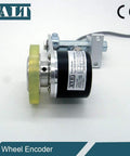 Side view of Roller Wheel Incremental Rotary Encoder Kit 38mm Diameter, 300mm Roller, 200 PPR Line Driver Output A B Z, 5V DC.