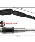Front view of a 1/4-inch magnetic pivoting bit tip holder with 88mm length and 20° bend
