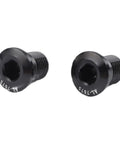 Two Piece Aluminum Alloy Rear Derailleur Hanger Bolt Set For Bikes M10xP1.0 Thread 15mm Length Chain Tensioner Tail Hook Replacement Screws In Black Beef Up Your Bike Setup, showing two black hex bolts with 15mm length and 8.5mm thread engagement, designed for bike tail hooks and chain tensioners.