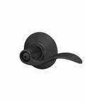 Accent Door Lever Matte Black Privacy Lock For Bedroom And Bathroom Doors With Push Button Inside Unlock, side view of handle