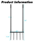 Diagram of Heavy Duty 5 Tine U Shaped Broadfork Garden Tool For Loosening Soil Without Disturbing Structure 20 Inch Wide 55 Inch Tall