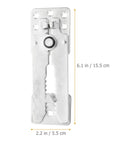 Heavy Duty Four Pack Sofa Connectors for Sectional Couches and Modular Sofas shown with dimensions, iron clamp design.