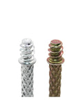 Close-up of Heavy Duty Three In One Screw Connector Bolt For Furniture Assembly Rock Solid Cabinet Hardware M6X40MM carbon steel.