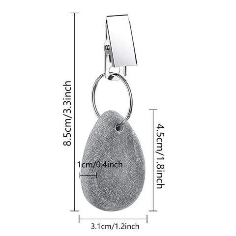 No Slip Marble Tablecloth Weights With Clips, 8 Piece Grey Pendant Stone Table Cover Weights, Durable Metal Clip