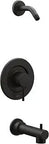 Align Matte Black Posi-Temp Tub And Shower Trim Kit For Pressure Balancing Modern Bath Upgrade With M-PACT Compatibility Valve Required