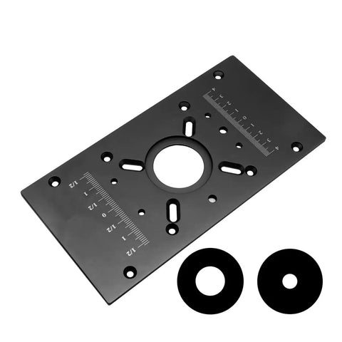 Top Shelf Aluminum Router Base Plate Precision Milling Table Insert For Woodworking Trimming Tasks with mounting holes and center bushings.