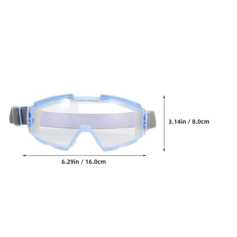 Heavy Duty Blue Safety Goggles With Anti Fog Ventilation And Side Shields to block dust, 6.29in x 3.14in, clear lenses.