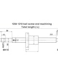 Technical drawing of a Beefed Up Linear Motion Ball Screw Kit With 12mm SBR12 Guide Rail And SFU1204 Ballscrew High Load Bearing Low Friction Quiet Operation Perfect For CNC Tools DIY Builds And Factory Automation showing end machining dimensions