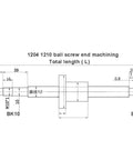 1204 1210 ball screw end machining diagram with measurements for Badass Metal Ball Screw Nut Paired With SBR12 12Mm Linear Guide Rail And SFU1204 Ballscrew Set For CNC Rigs Delivering Flawless Glide And Serious Load Strength.