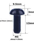 Premium Titanium M5x12mm Torx Head T25 Bolts For MTB And Road Bikes Water Bottle Cage Screws 4 Pack Black Finish close-up
