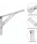 Easy Install Stainless Steel Shelf Bracket Wall Mount For Garage Kitchen Bathroom Storage, close-up of bracket and features