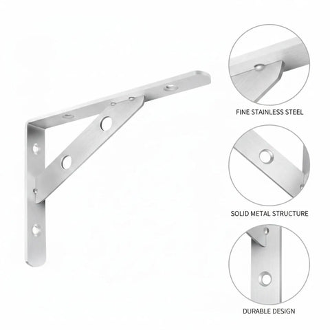 Easy Install Stainless Steel Shelf Bracket Wall Mount For Garage Kitchen Bathroom Storage, close-up of bracket and features