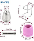 100Pcs Plasma Cutter Torch Tip Nozzles Consumables Kit For STC750P WSD60 SG55 AG60 Cutting Tips showing replacement parts dimensions
