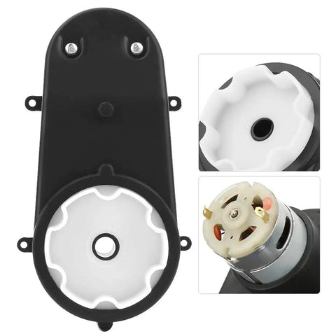 12V Kids Electric Car Steering Gear Box Replacement 5000RPM High Torque Gearbox Motor for Toy Cars, close-up view
